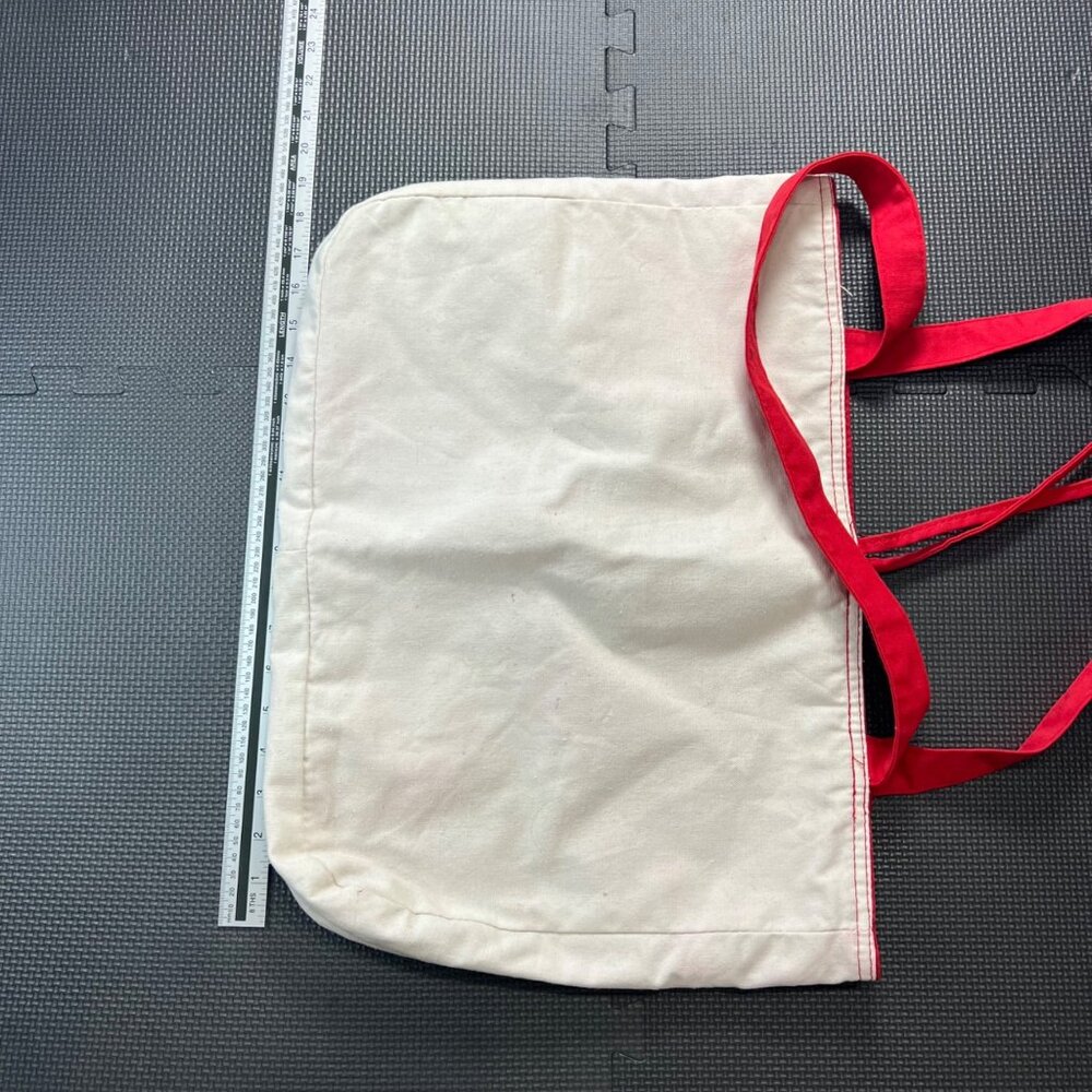 Disney Parks Mickey Mouse 1971 Canvas Tote Bag Double-Sided Red & Cream Reusable - Picture 5 of 5